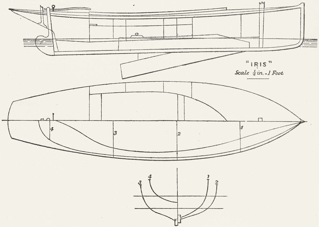 BOATS. Centre-board rowing sailing boat Iris. 'Iris 1891 old antique print